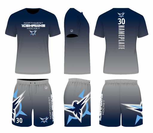 Northwestern Icehawks Tee Shirt and Shorts